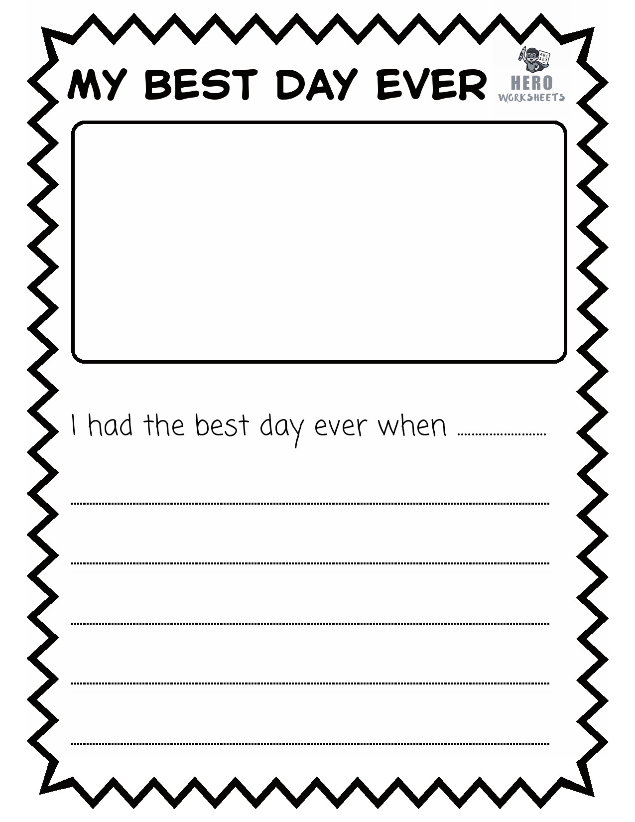 All About Me My Best Day Ever Sheet