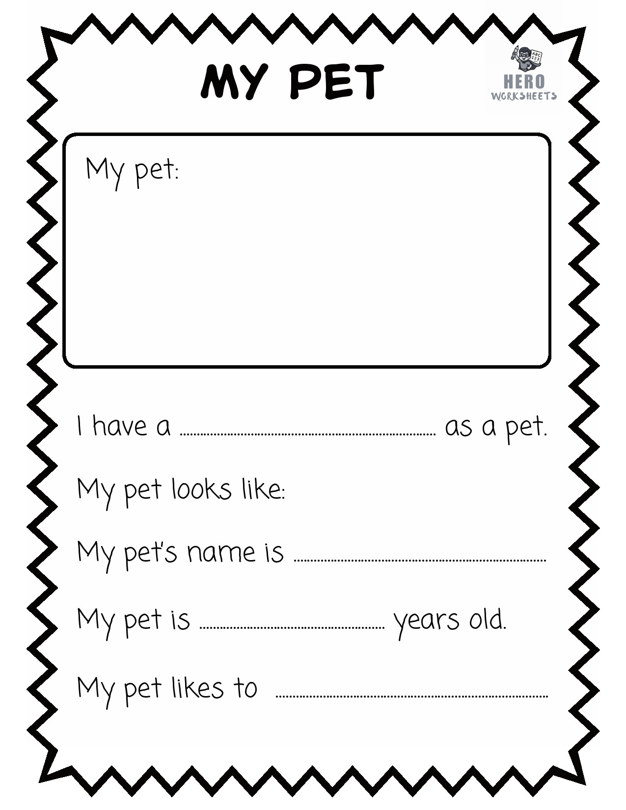 All about me Printable My Pet Worksheet