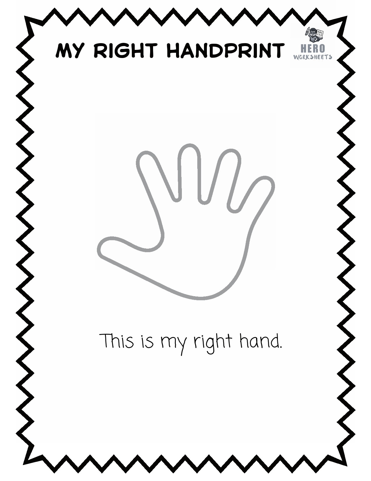 All about me My Right Hand Worksheet