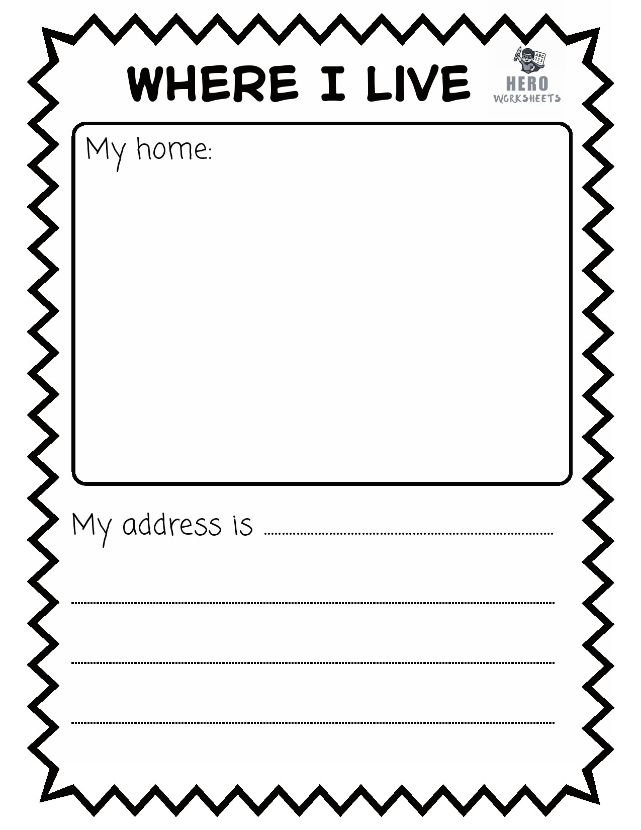 All About Me Where I Live Sheet