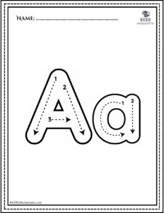 Alphabet Aa Tracing Worksheet