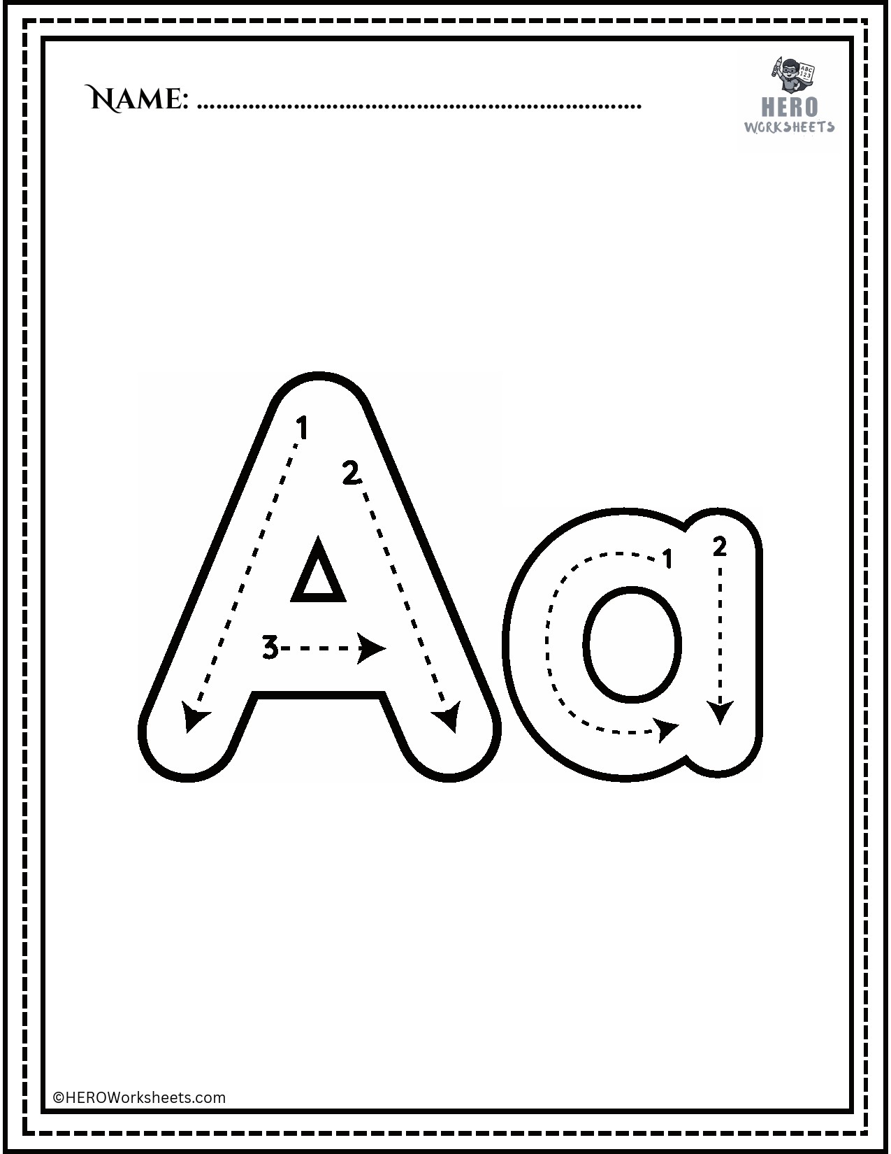 Alphabet Aa Tracing Worksheet