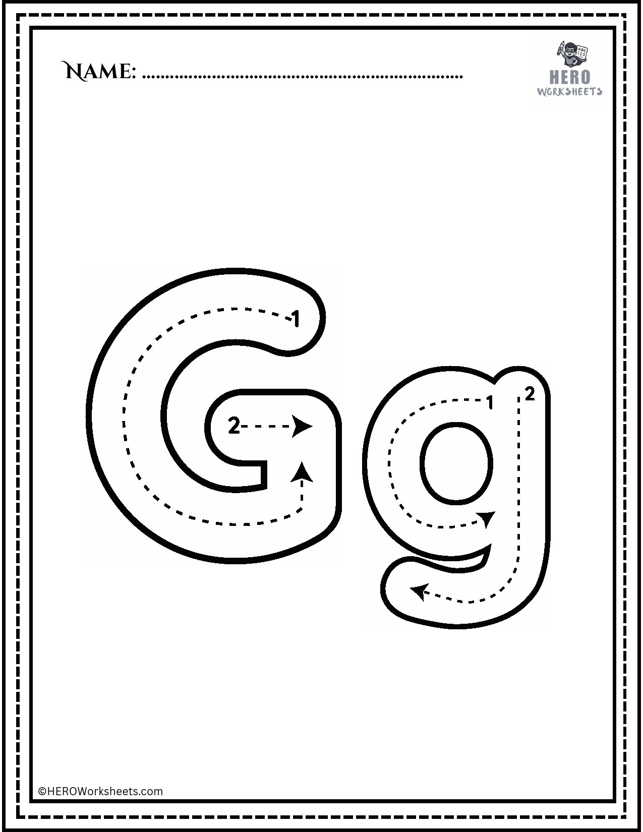 Alphabet Gg Tracing Worksheet