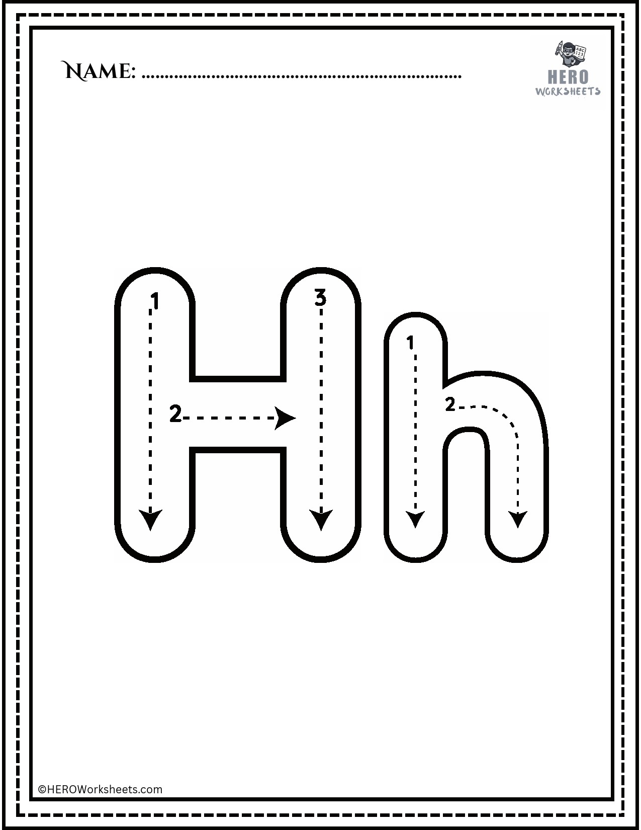 Alphabet Hh Tracing Worksheet