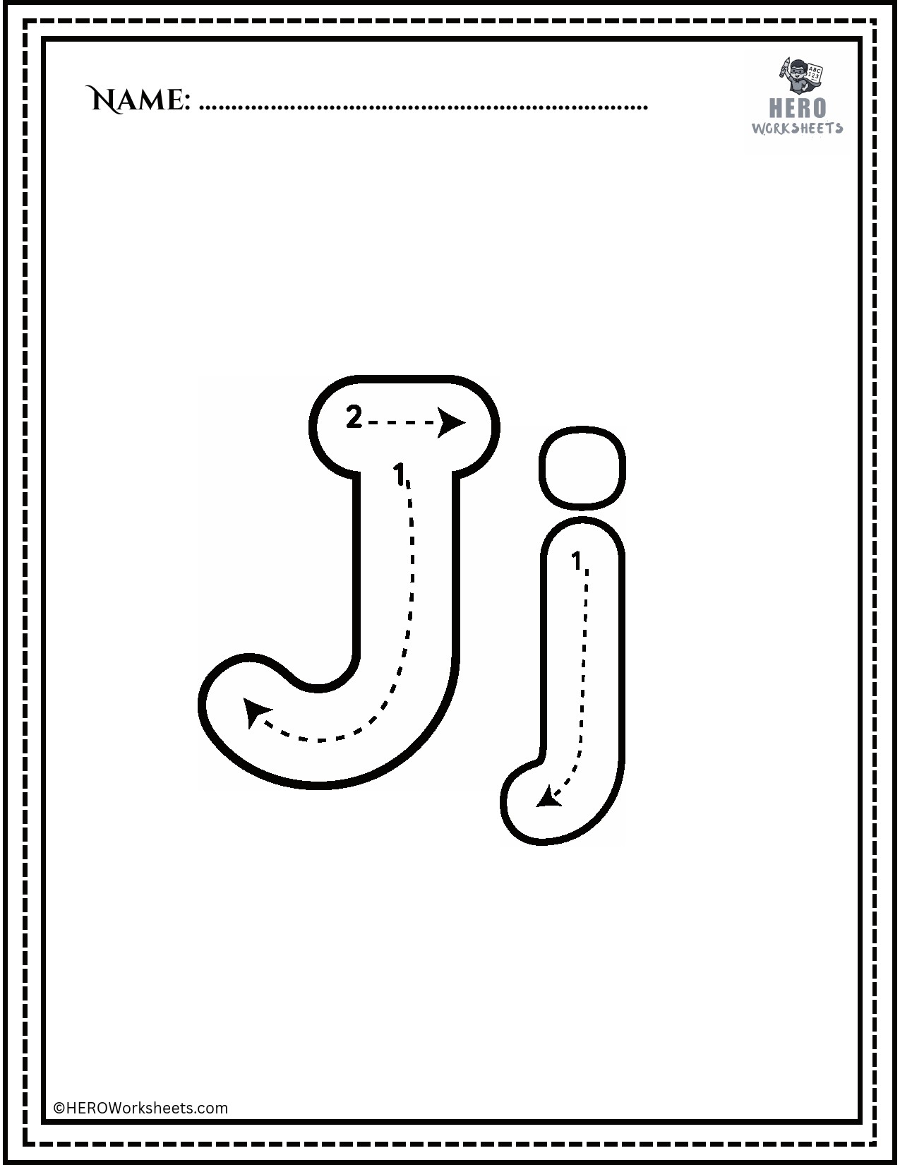 Alphabet Jj Tracing Worksheet