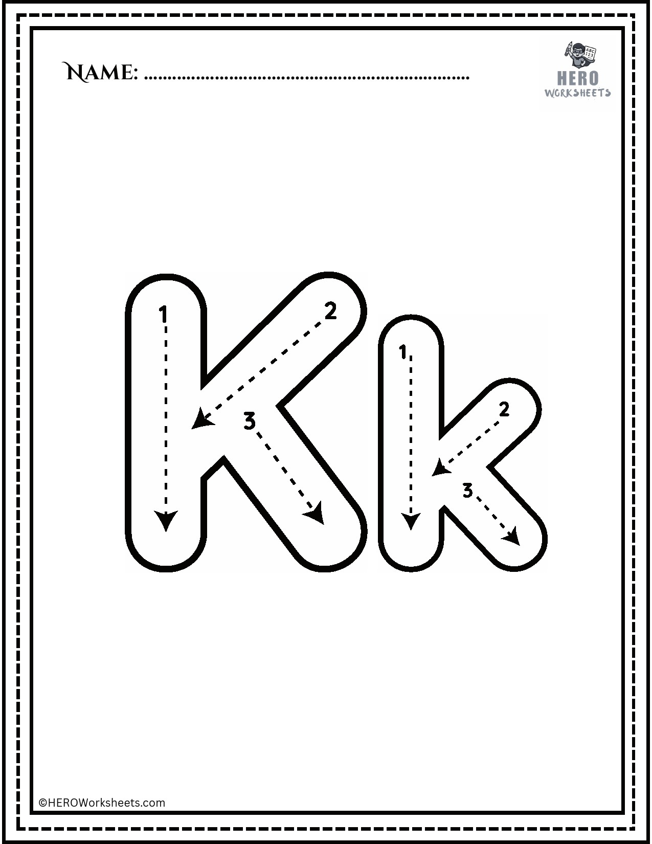 Alphabet Kk Tracing Worksheet
