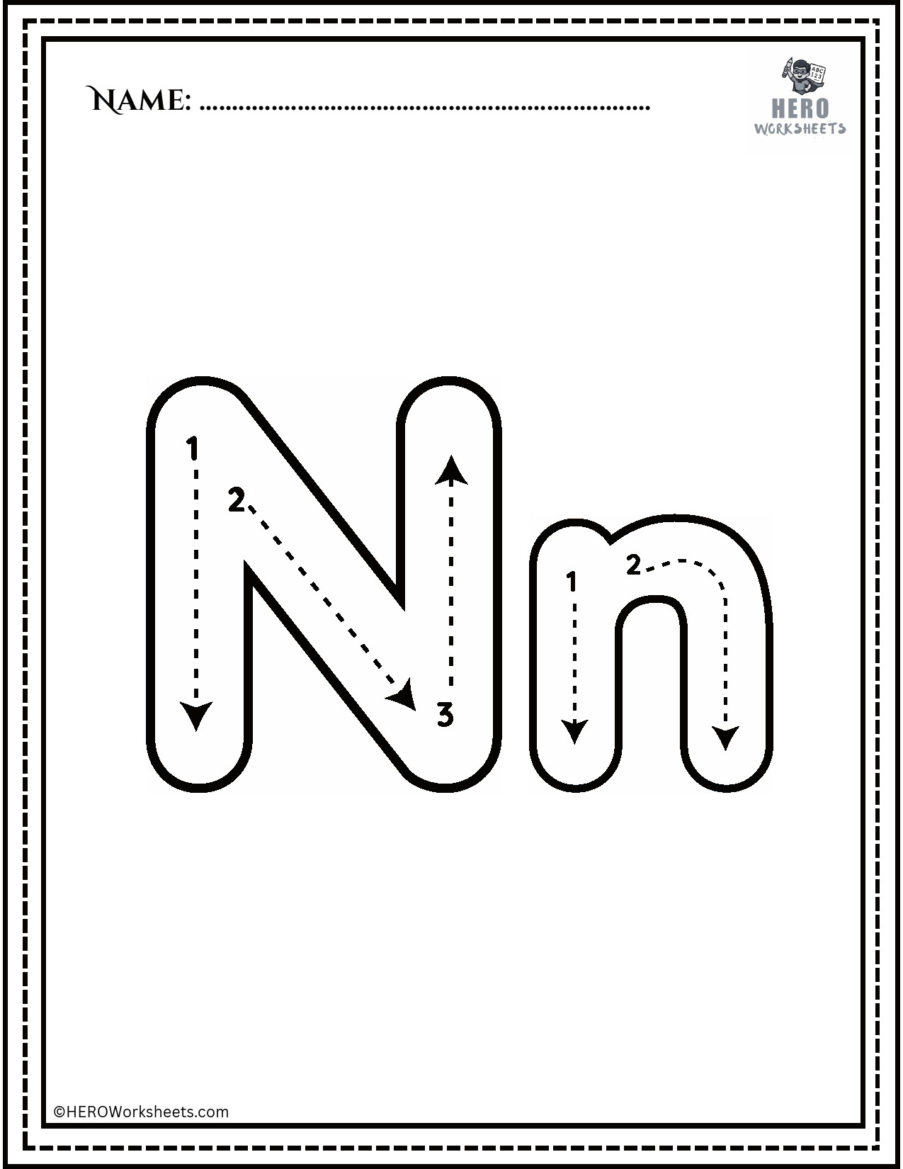 Alphabet Nn Tracing Worksheet