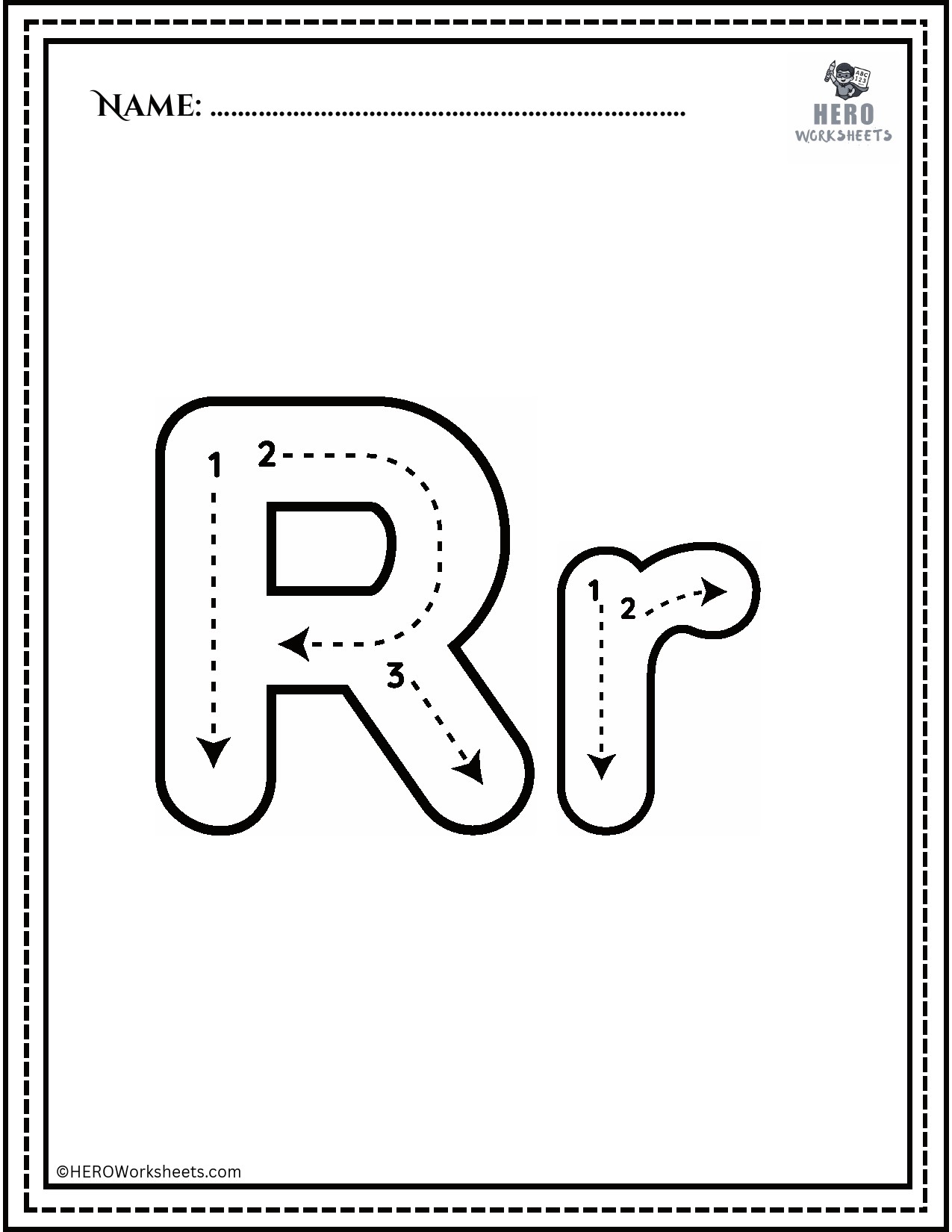 Alphabet Rr Tracing Worksheet