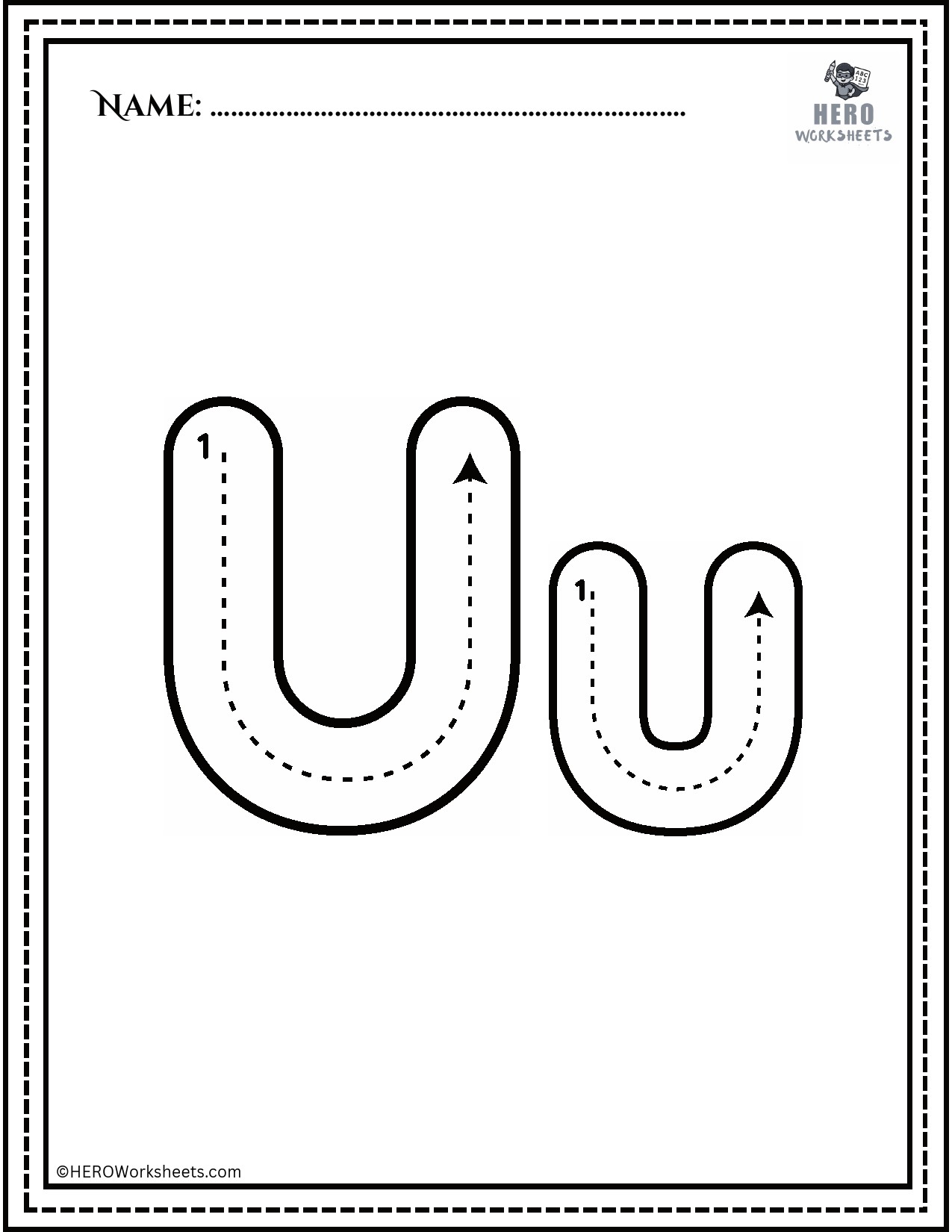 Alphabet Uu Tracing Worksheet