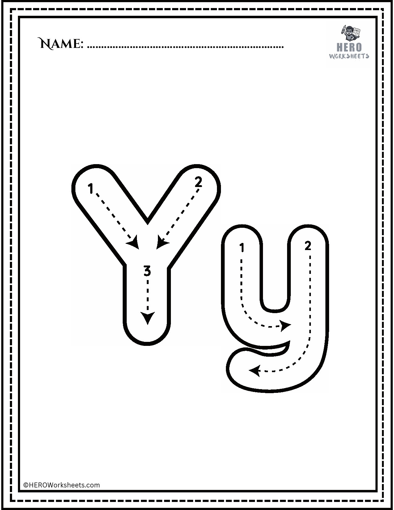 Alphabet Yy Tracing Worksheet