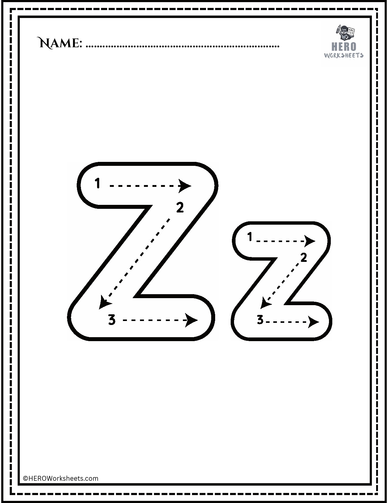 Alphabet Zz Tracing Worksheet