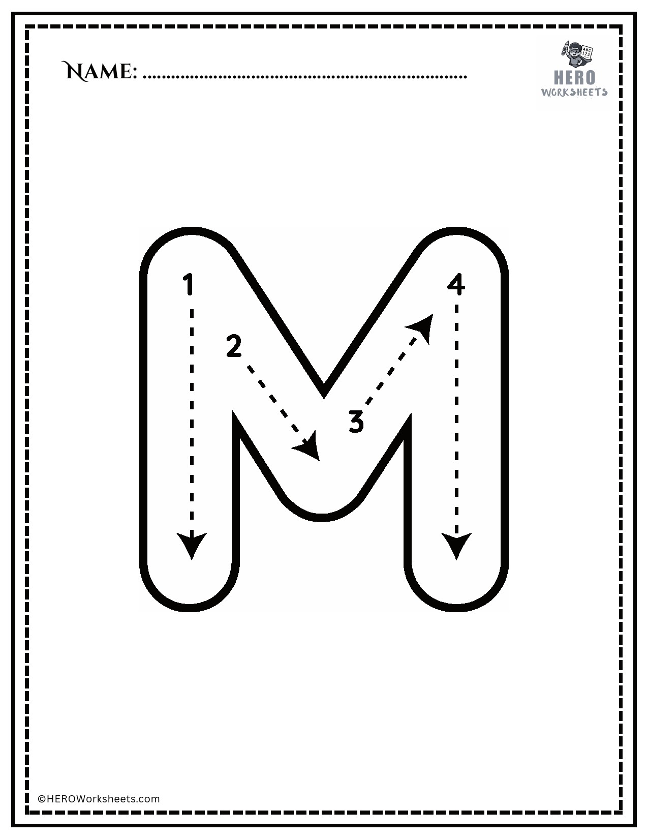 Black and White Uppercase A Tracing Alphabet Worksheet Printable