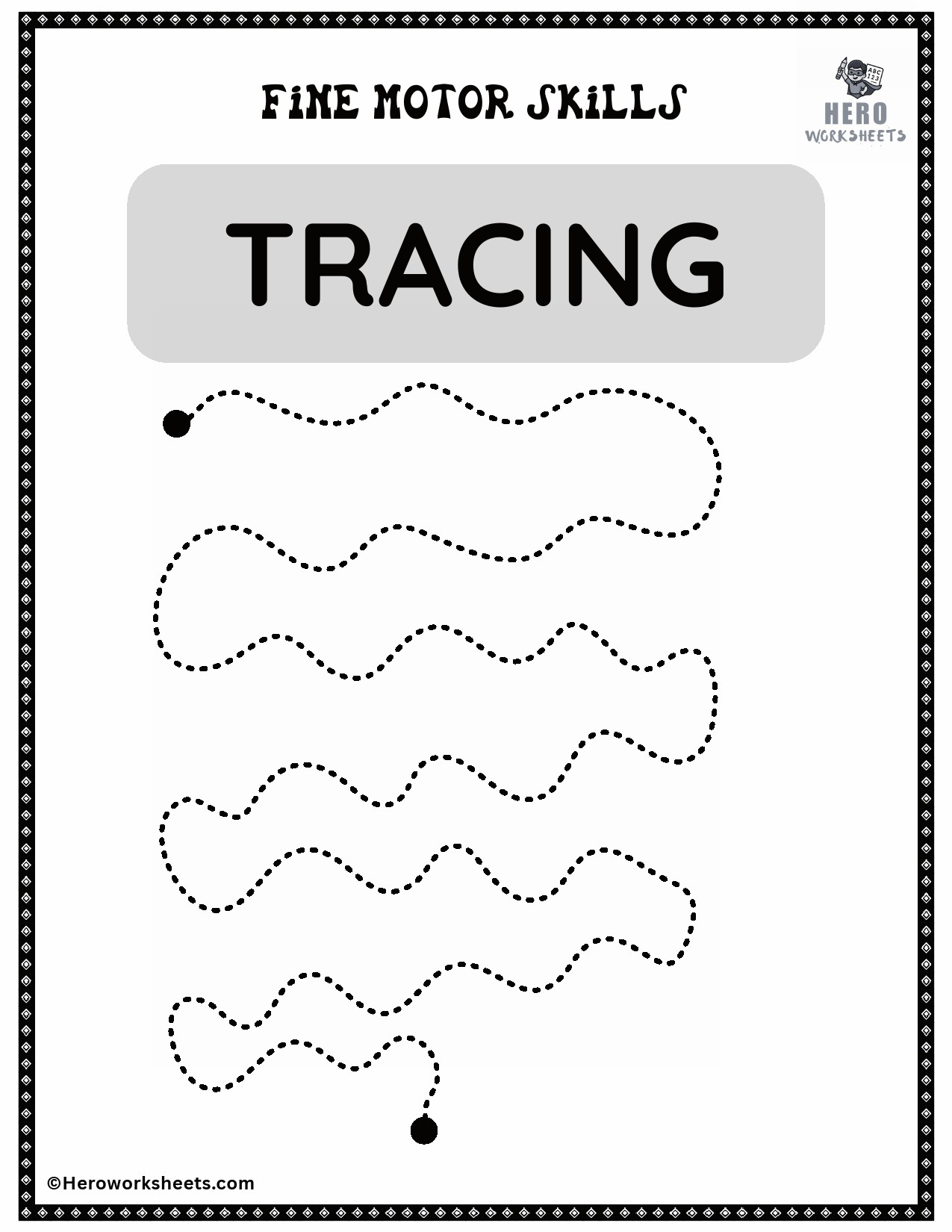 Fine Motor Skills Tracing Worksheets basic curve line