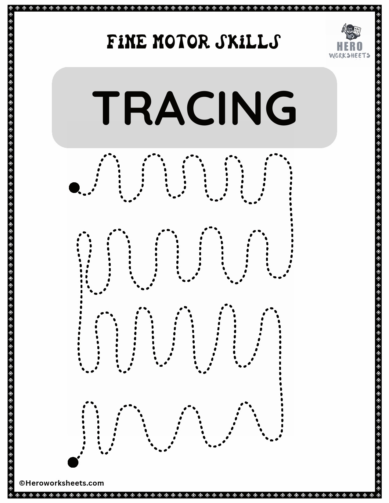 Fine Motor Skills Bumpy Line Tracing Worksheet 