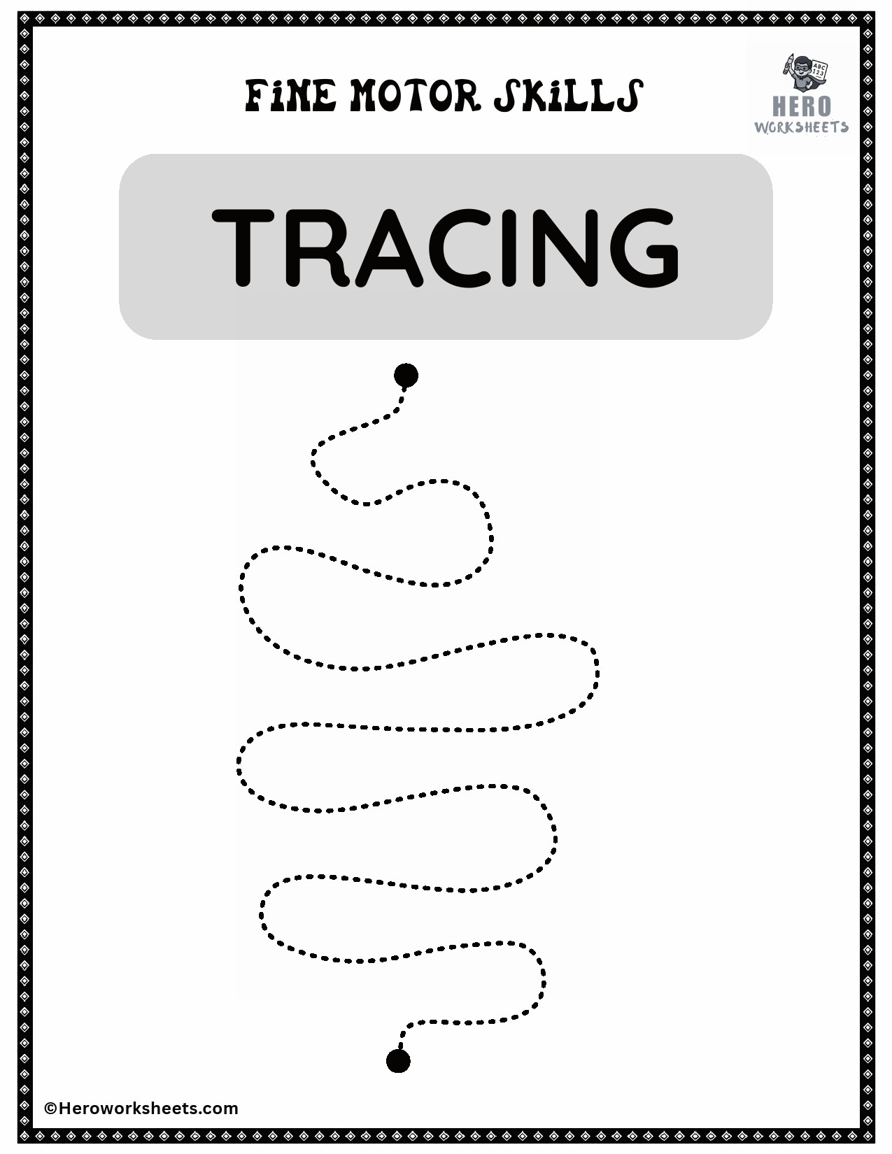 Fine Motor Skills curved line Tracing Worksheets 