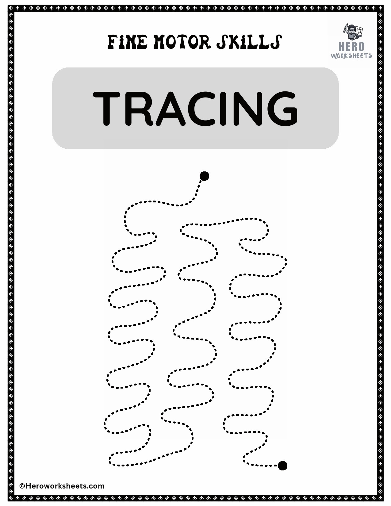 Vertical Curves Line Tracing Worksheet for Fine Motor Skills Activities