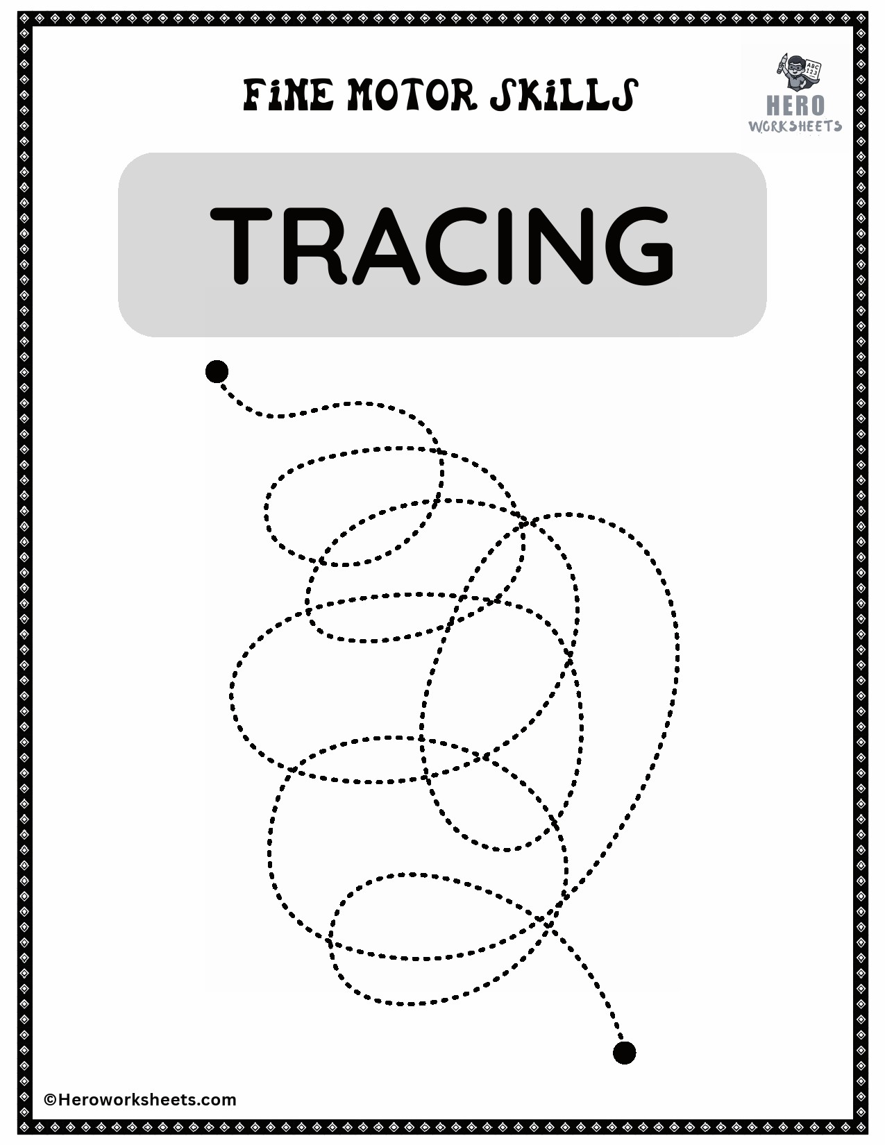 Single Crowded Line Tracing Worksheet for Fine Motor Skills Activities