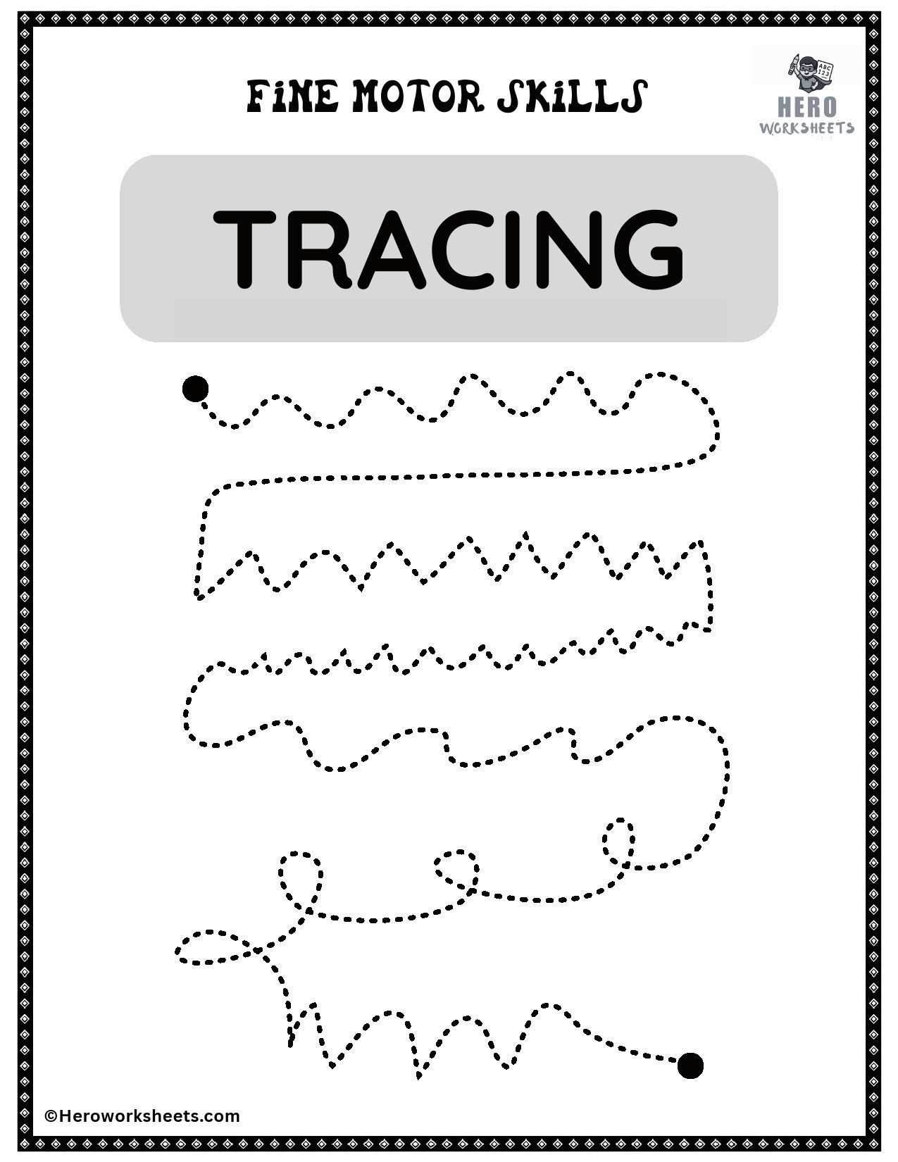Fine Motor Skills Straight and Curved Line Tracing Worksheet 