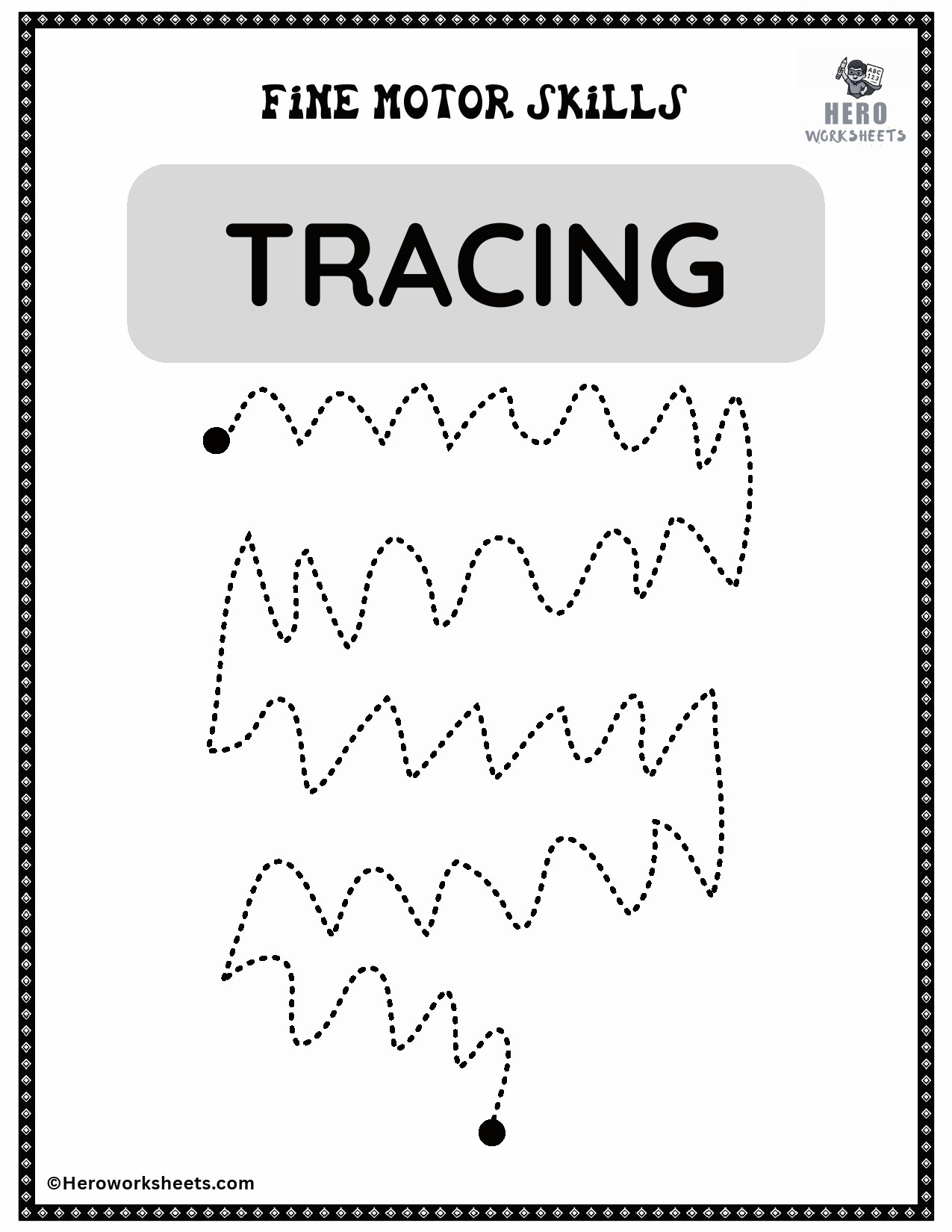 Horizontal Curved Line Tracing Worksheet for Fine Motor Skills 
