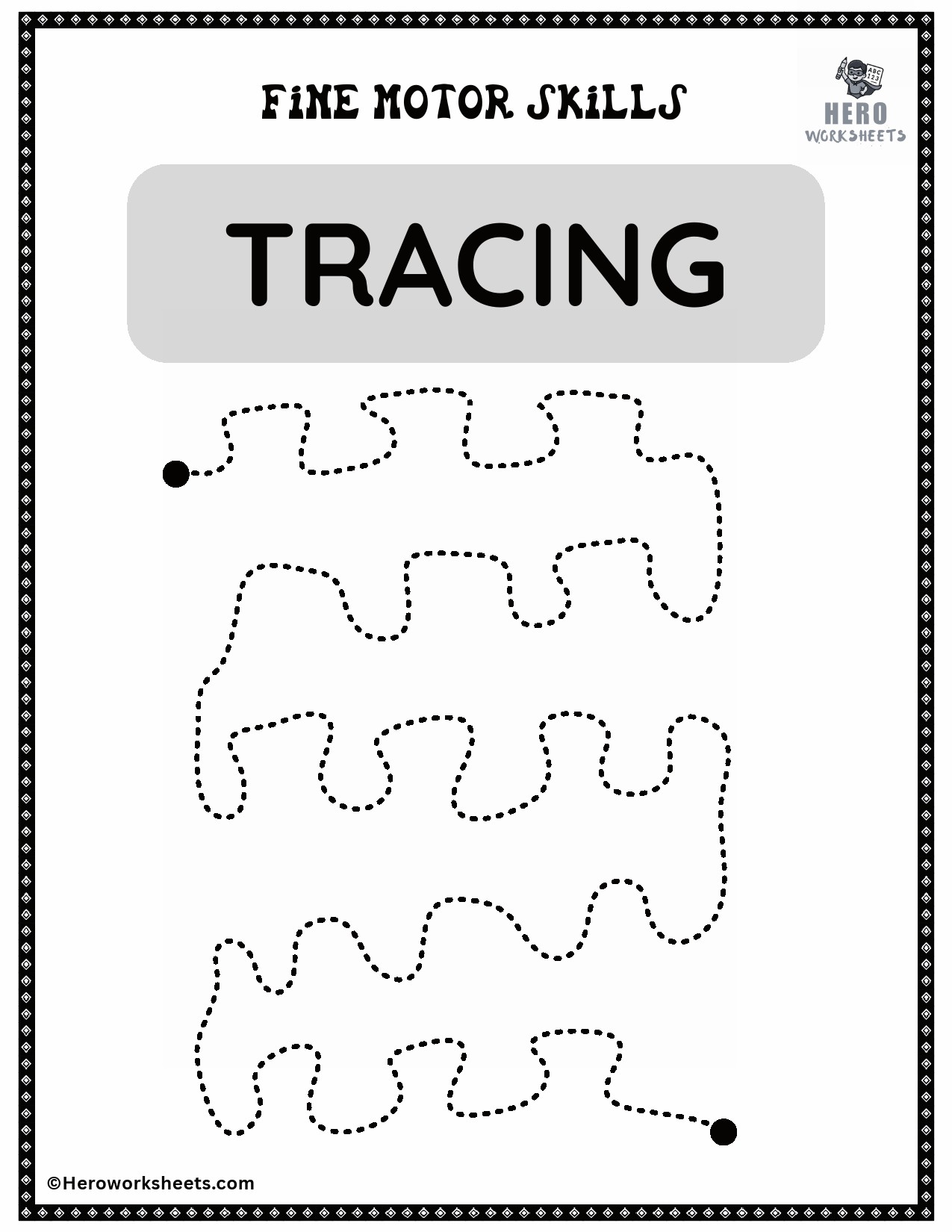 Fine Motor Skills Activities Random line Tracing Worksheet