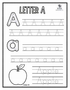 Letter A to Trace in Tracing the letters of the alphabet worksheet Bundle