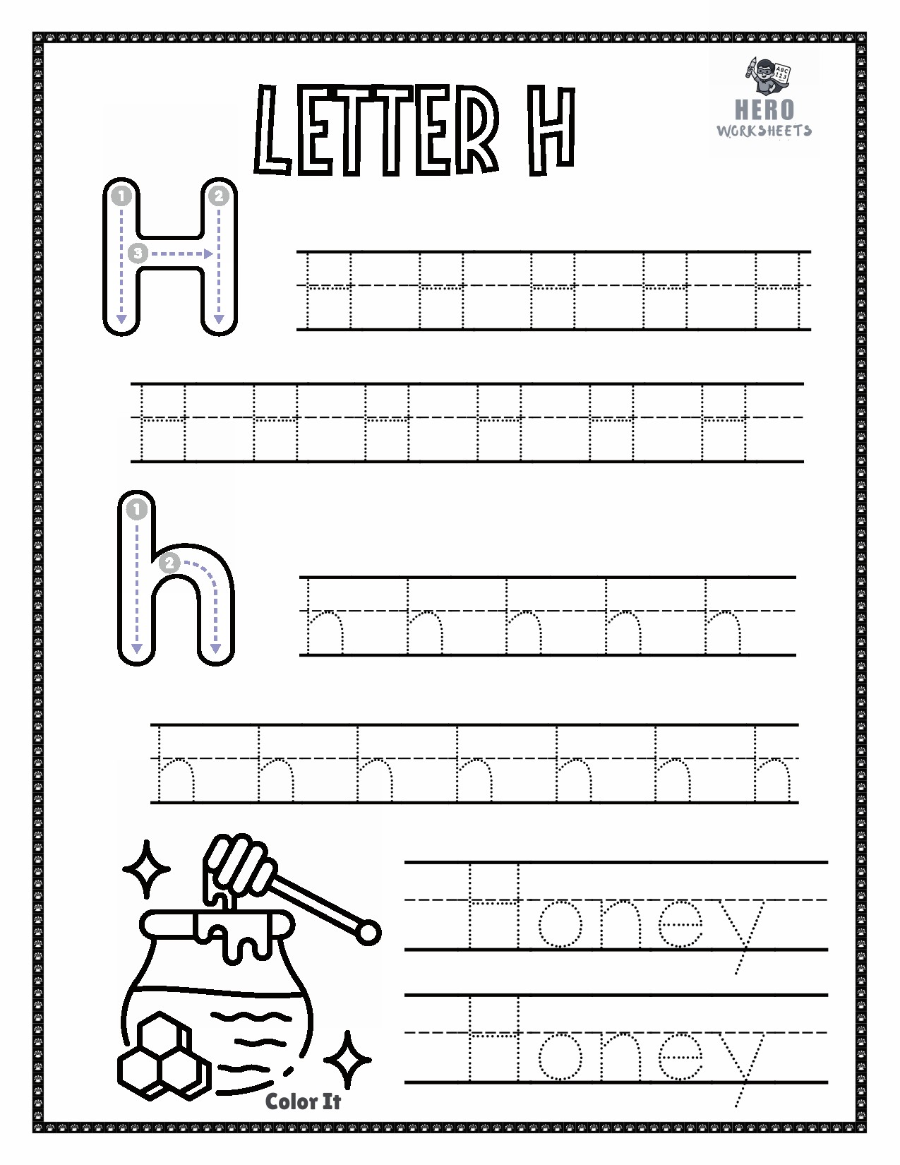 Letter H to Trace in Tracing the letters of the printables bundle