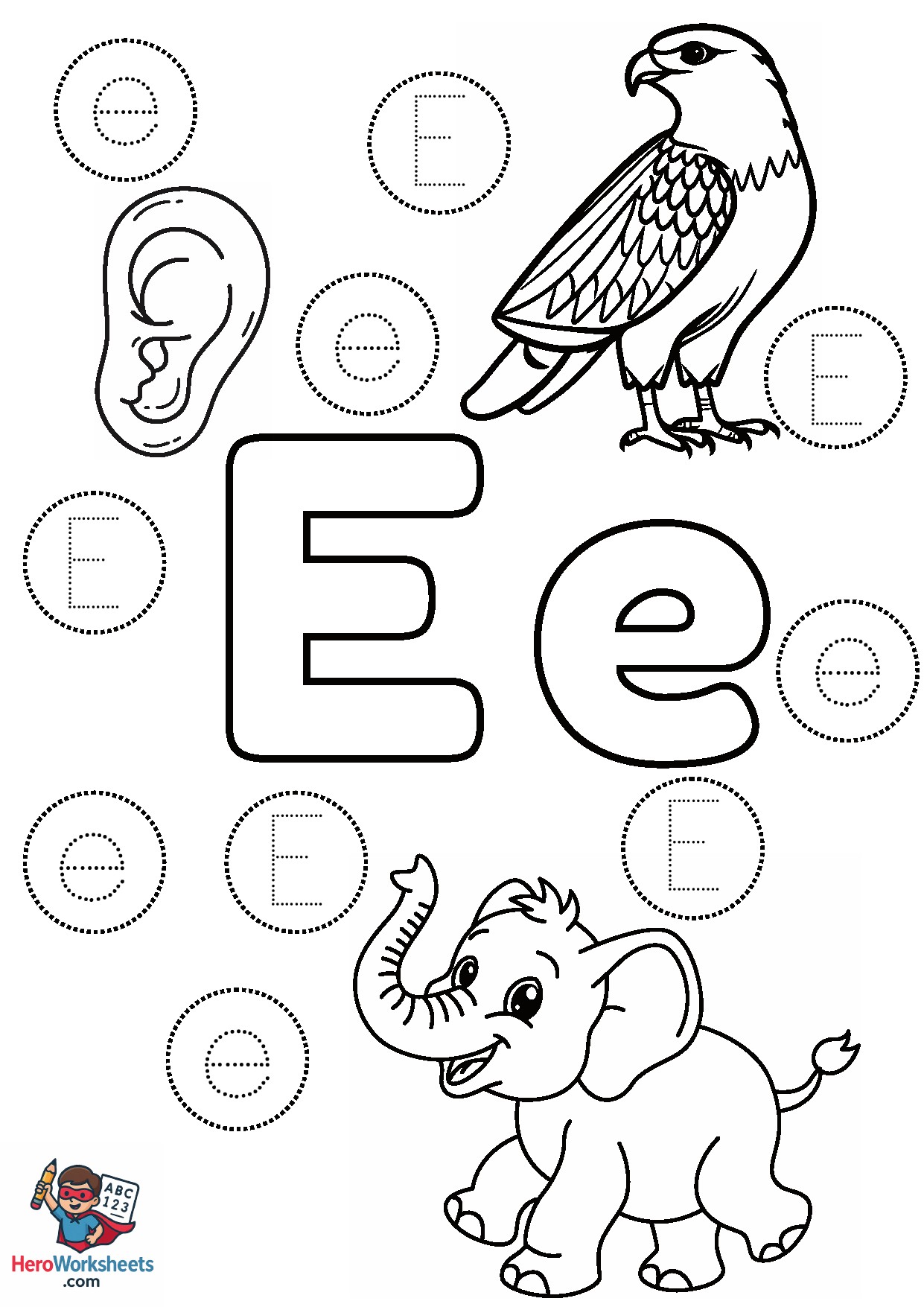 Preschool Letter E Worksheet PDF Free Download