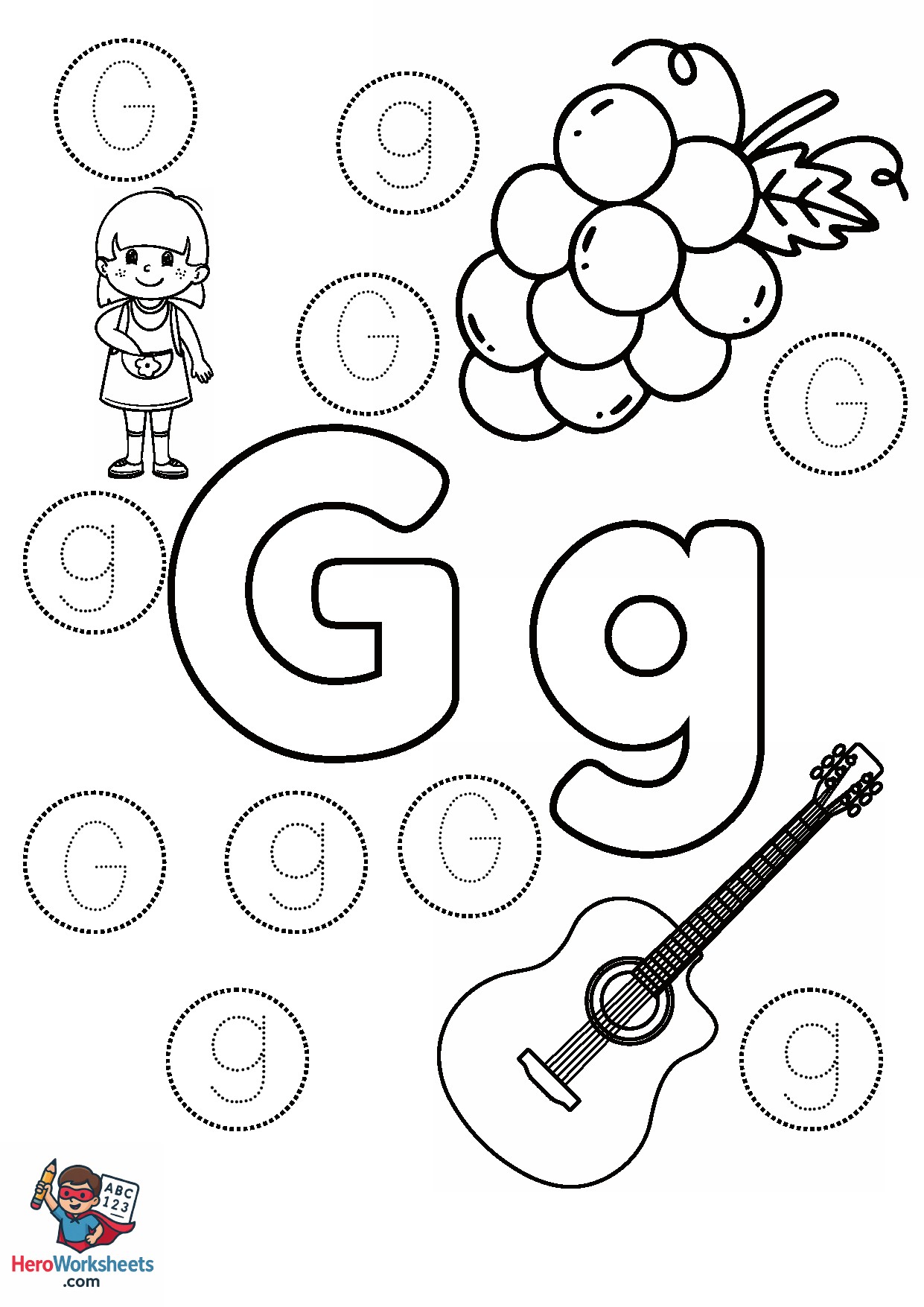 Preschool Letter G Worksheet PDF Free Download