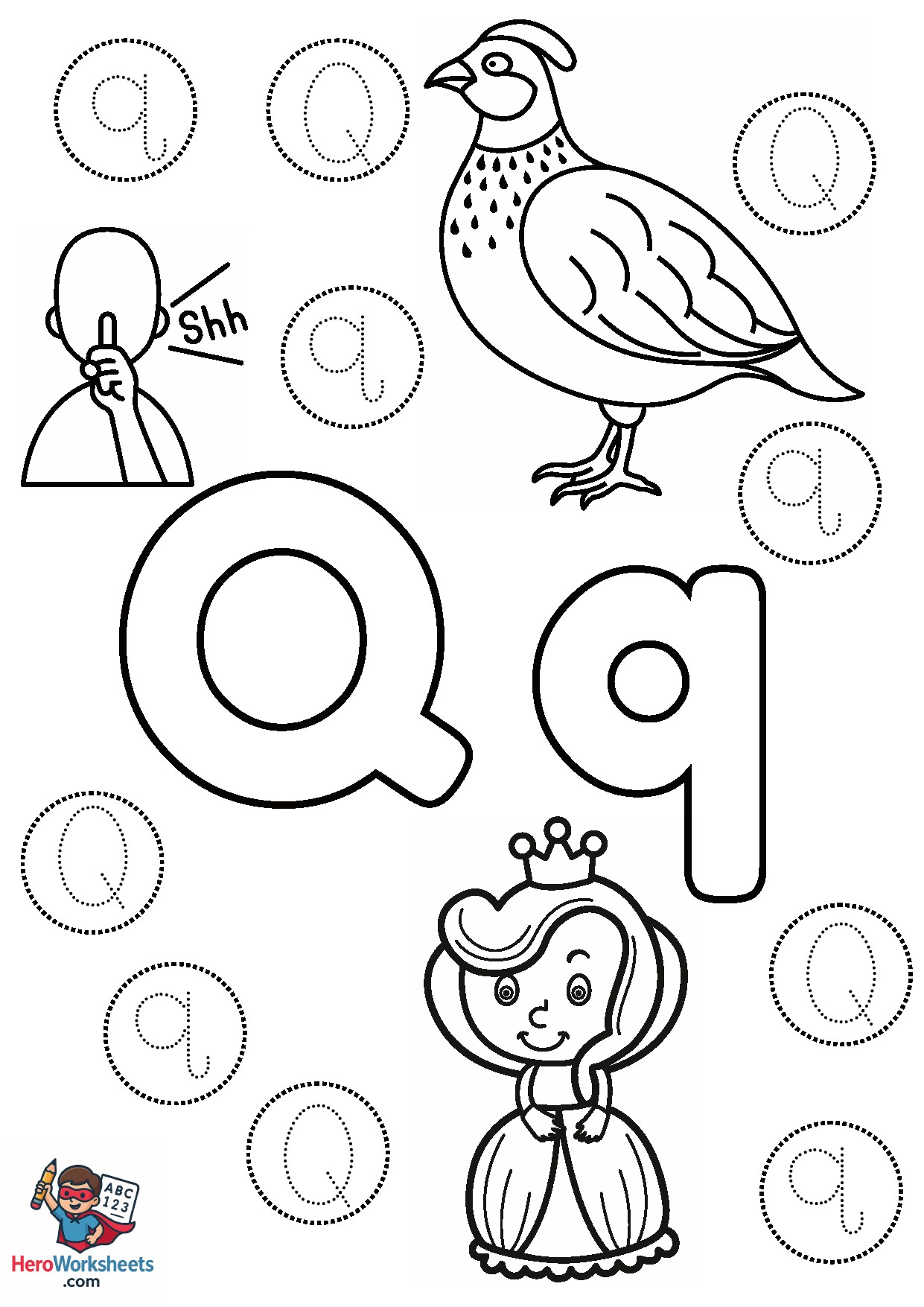 Preschool Letter Q Worksheet PDF Free Download