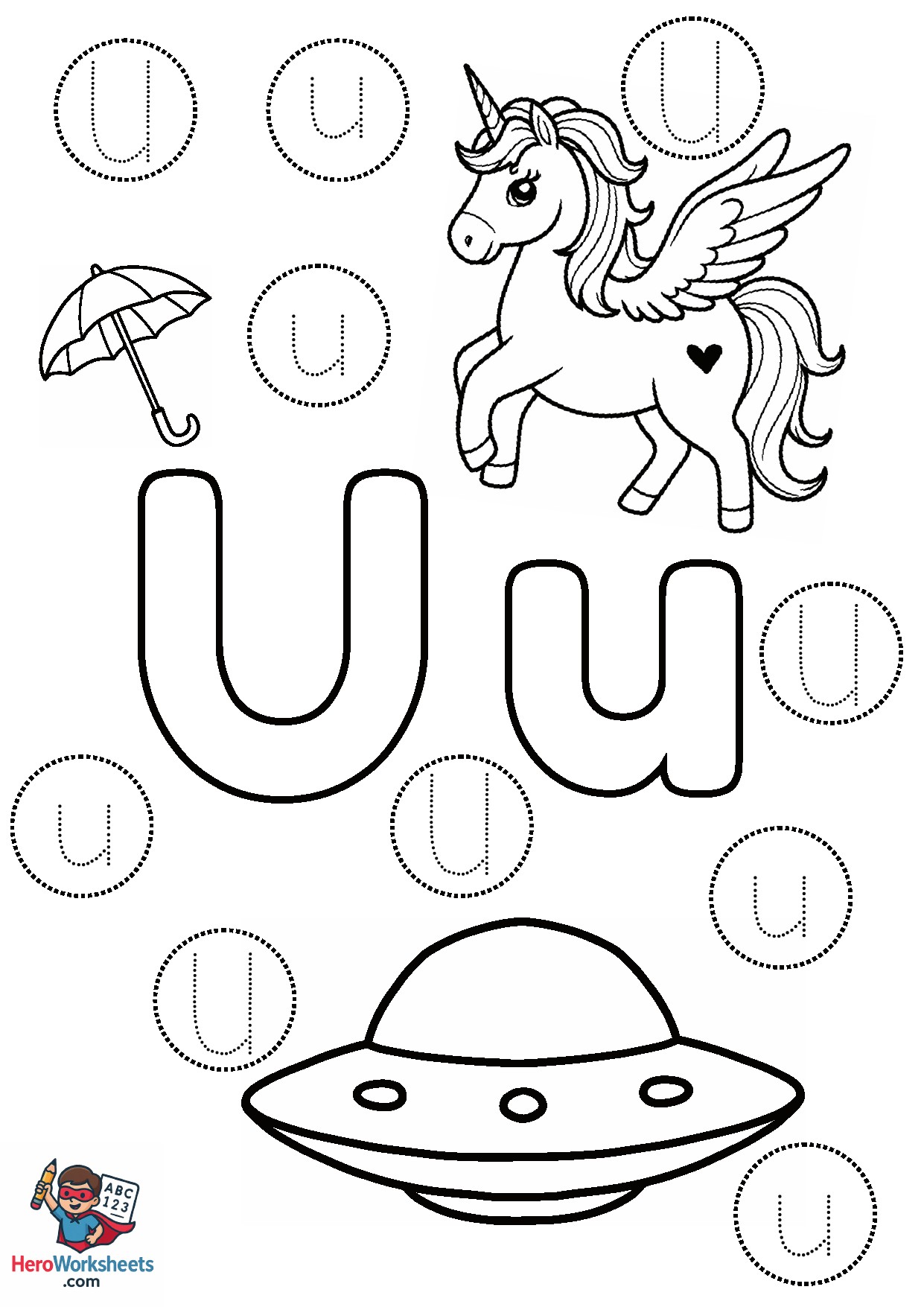 Preschool Letter U Worksheet PDF Free Download