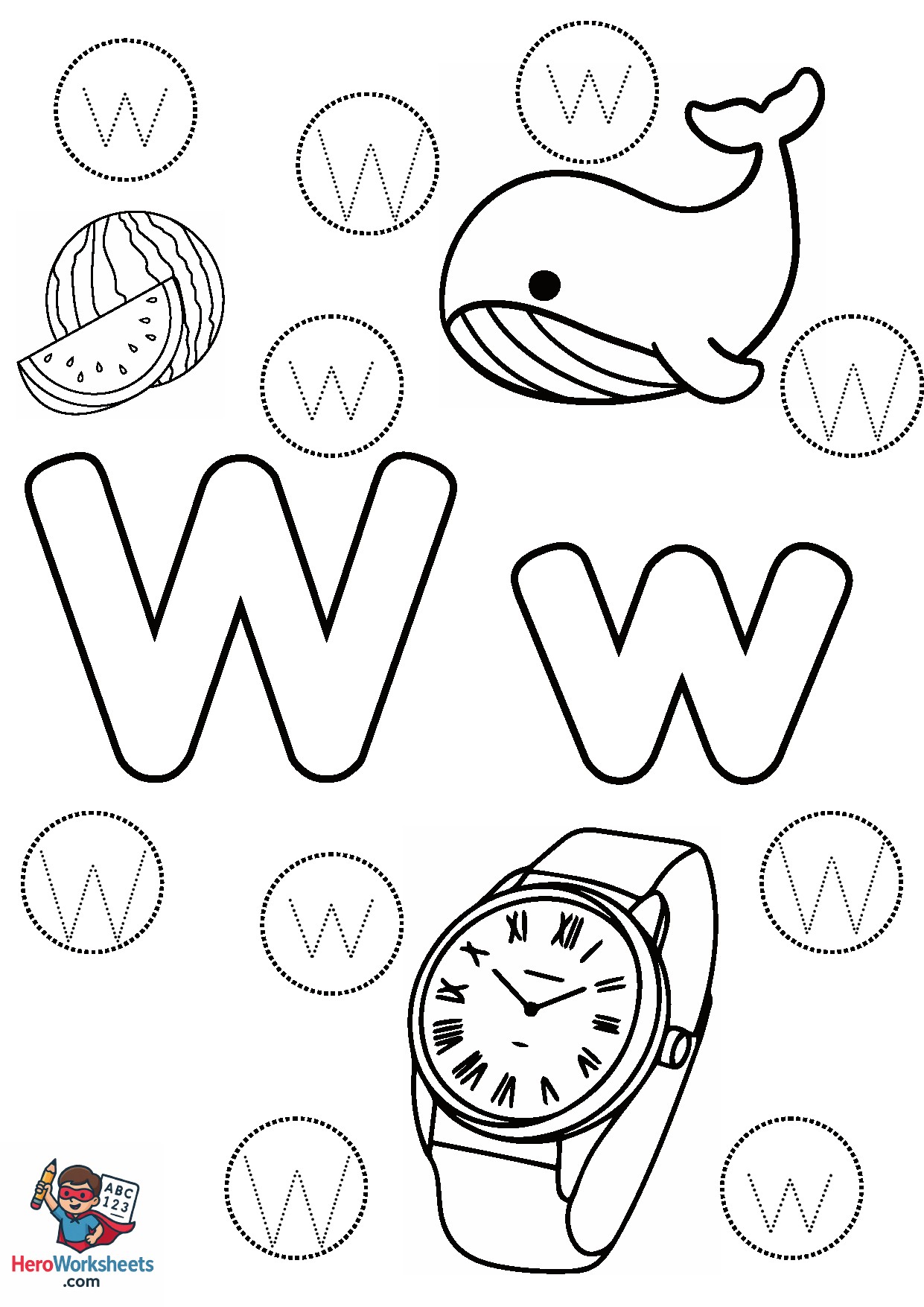 Preschool Letter W Worksheet PDF Free Download