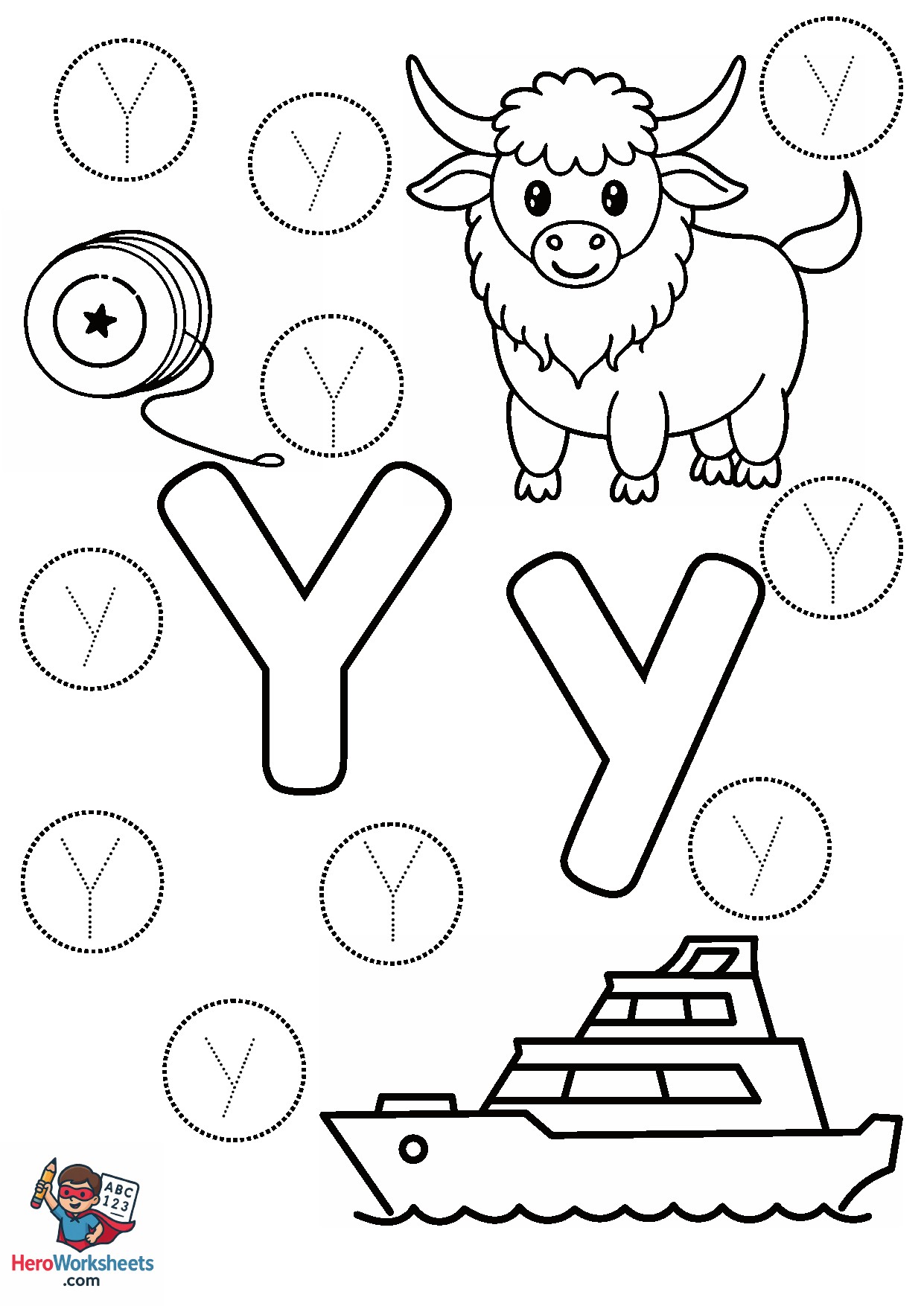 Preschool Letter Y Worksheet PDF Free Download
