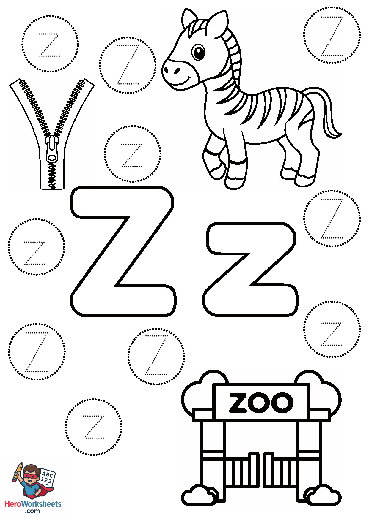 Preschool Letter Z Worksheet PDF Free Download