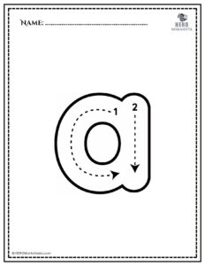 Lowercase letter a Tracing Worksheet