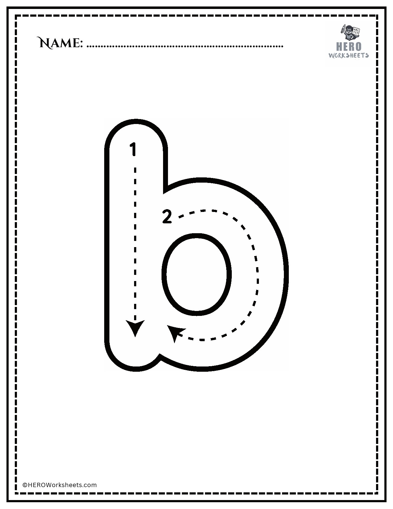 Lowercase letter b Tracing Worksheet