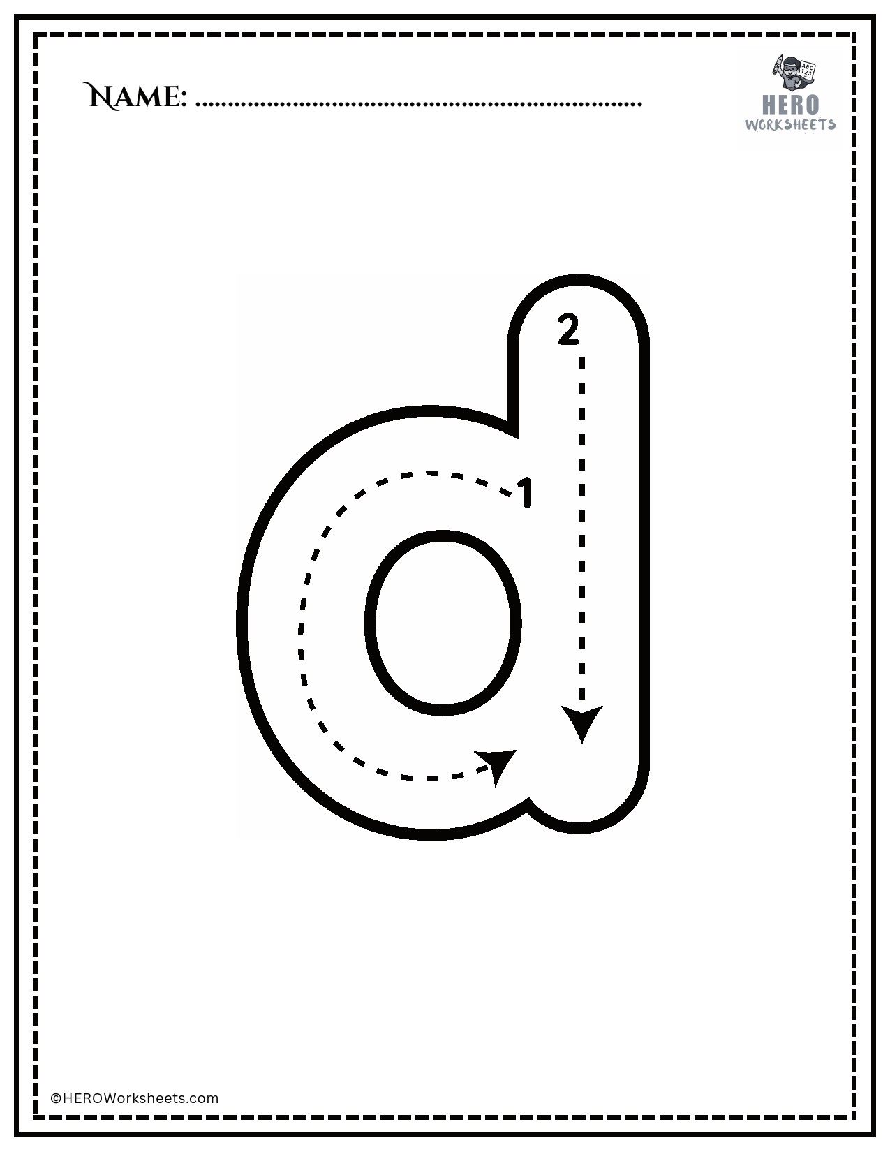 Lowercase letter d tracing worksheet