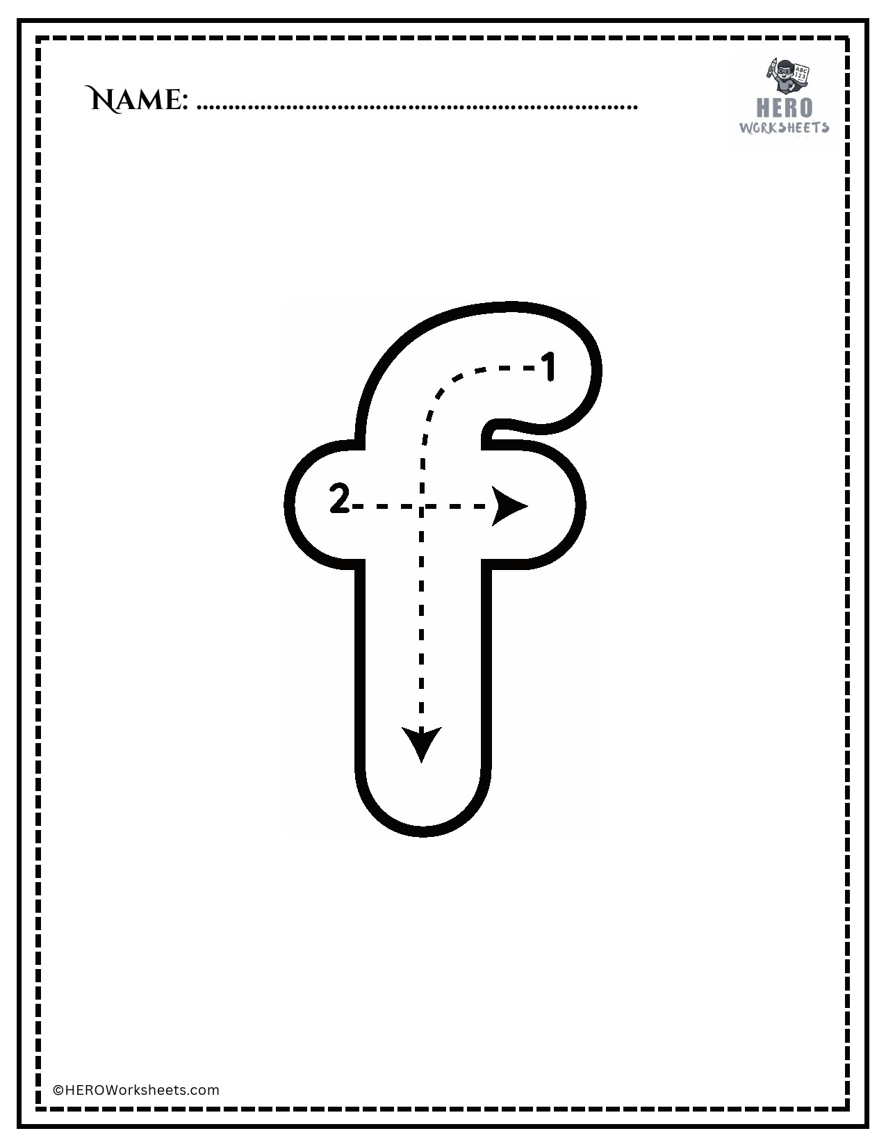 Lowercase letter f tracing printable worksheet