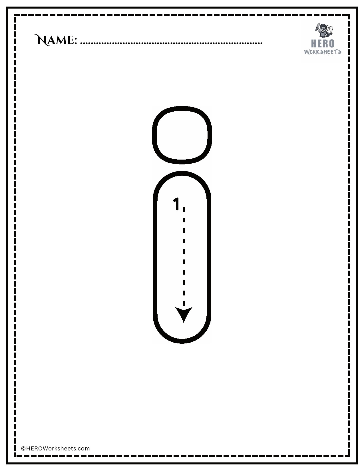 Lowercase letter i tracing worksheet printable