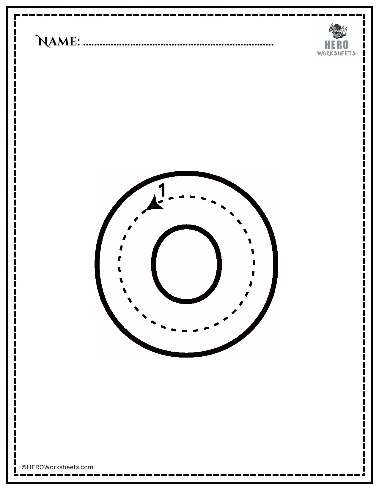 Lowercase letter o tracing worksheet printable