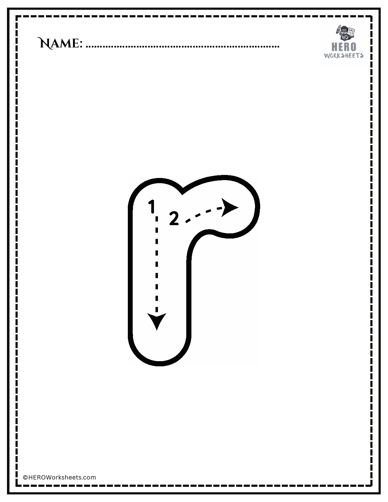 Lowercase letter r tracing worksheet printable