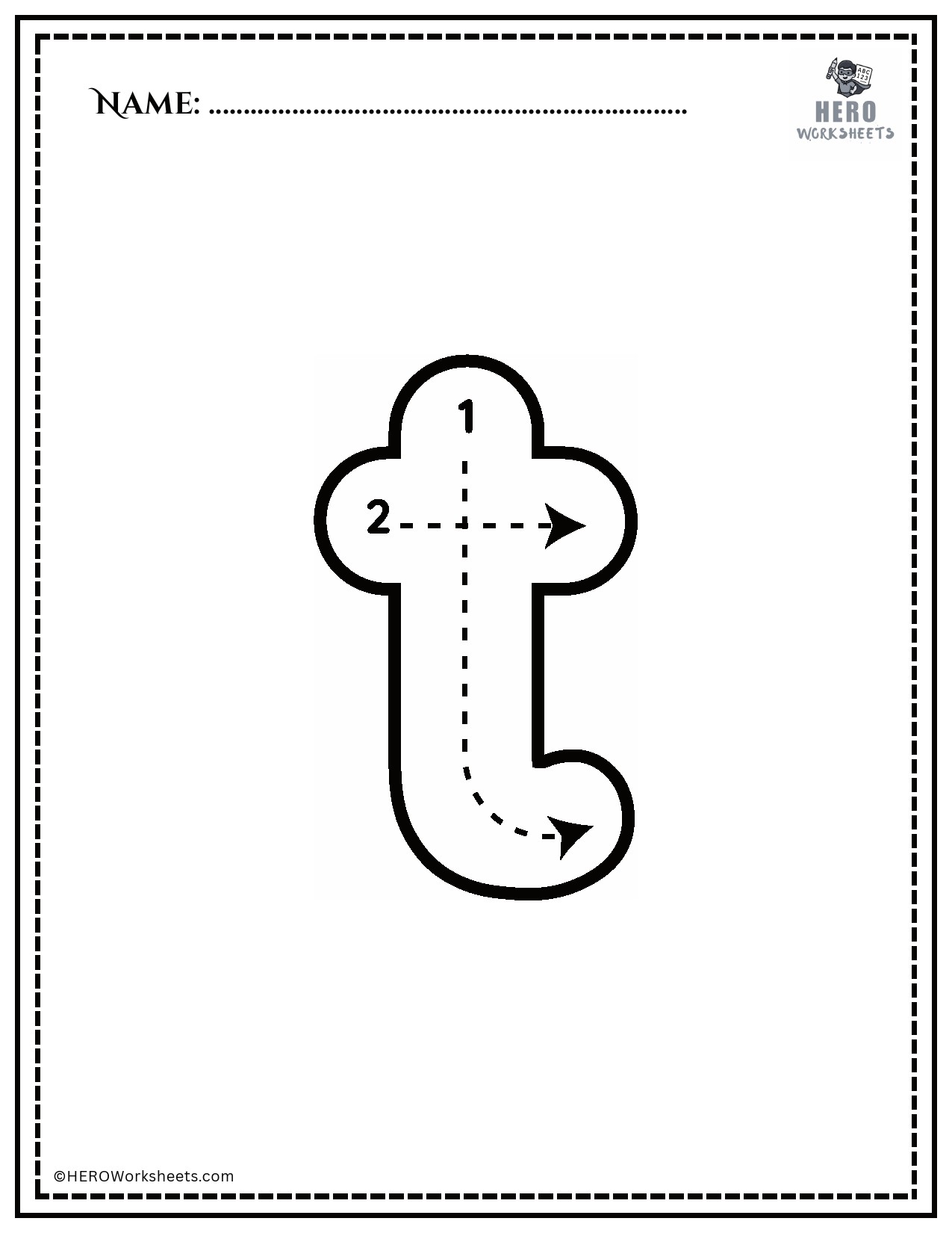 Lowercase letter t tracing worksheet printable