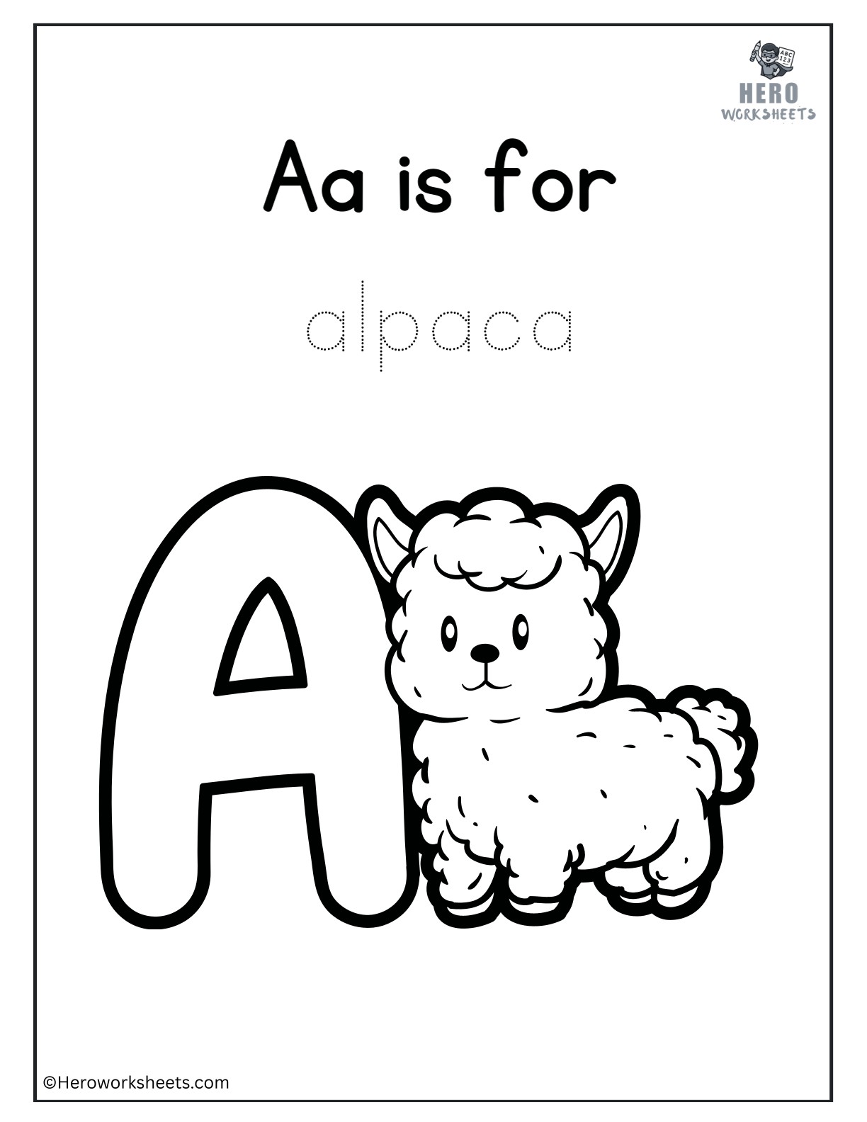 Alphabet A Coloring Printable Worksheet