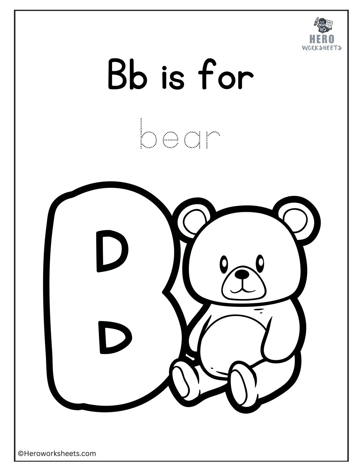 Alphabet B Coloring Printable Worksheet