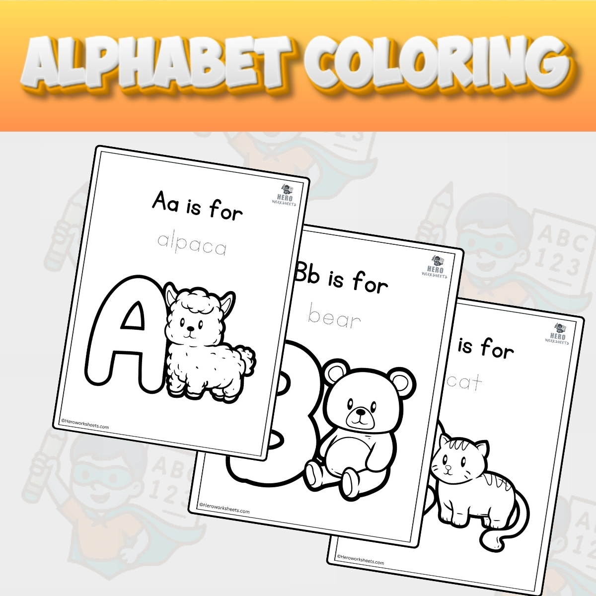 Alphabet Coloring Printable Worksheets Bundle