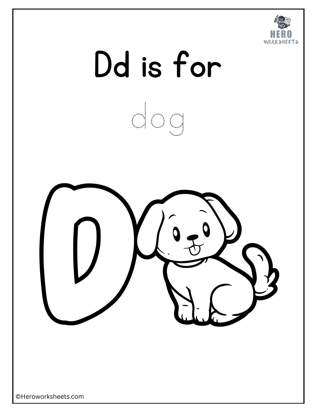 Alphabet D Coloring Printable Worksheet