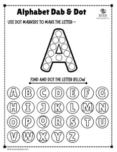 Alphabet Letter A Dab and Dot Worksheet Printable