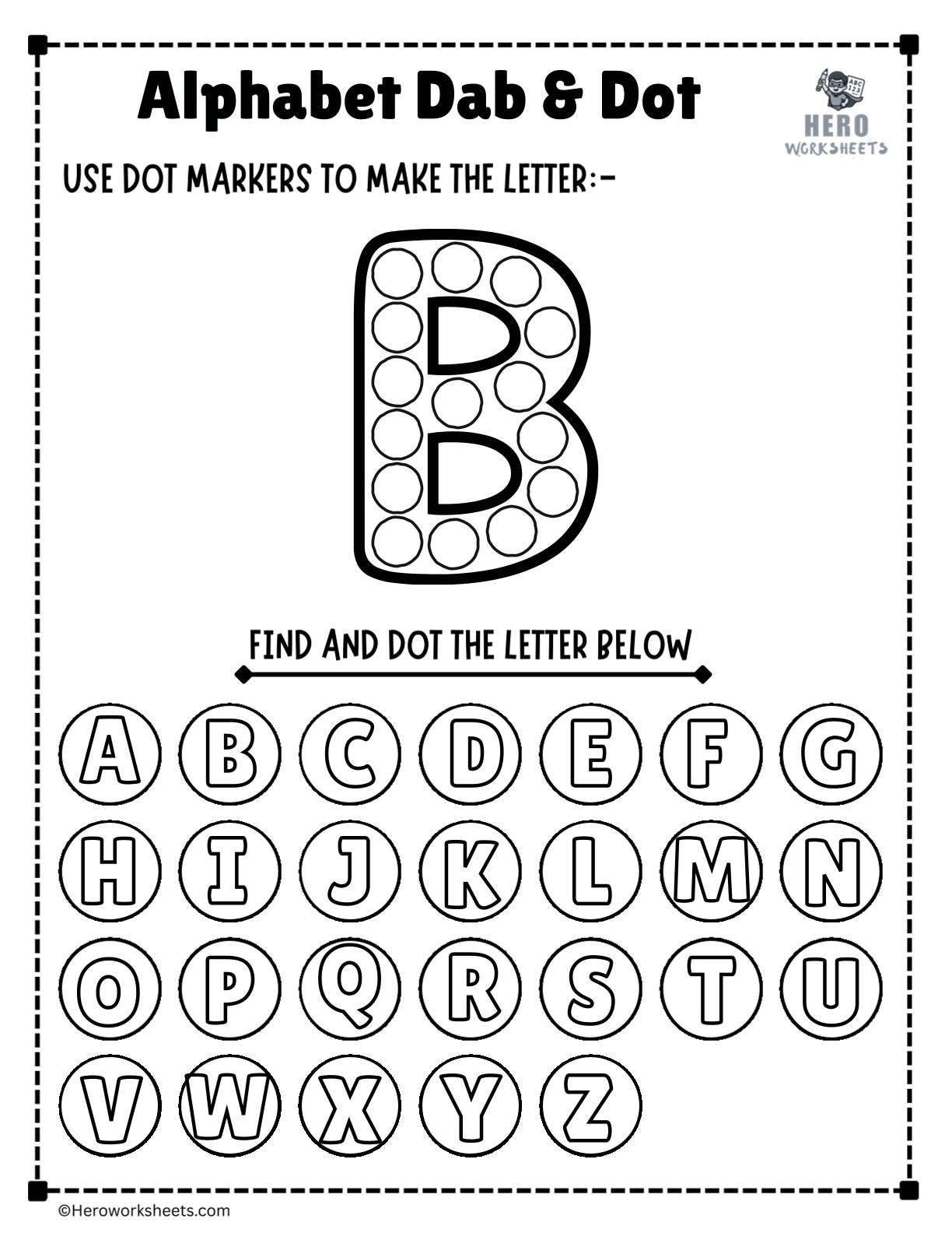 Alphabet Letter B Dab and Dot Worksheet Printable