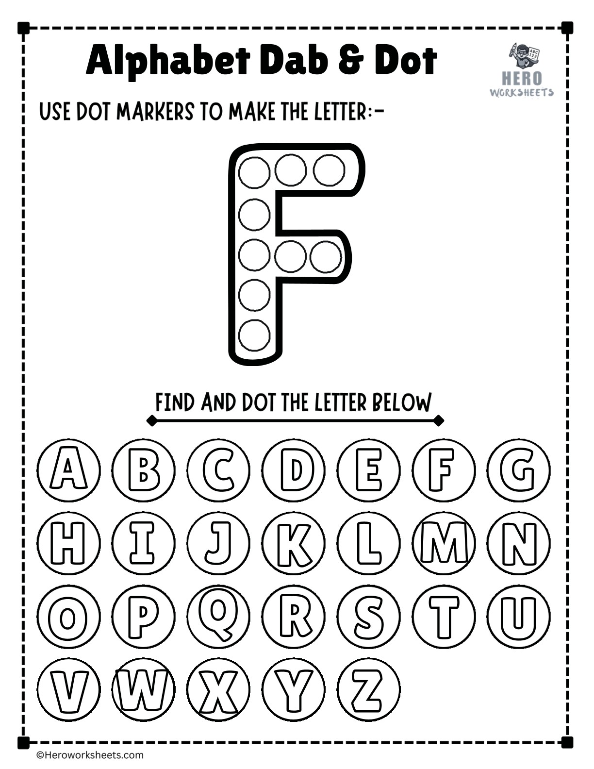 Alphabet Letter F Dab and Dot Worksheet Printable