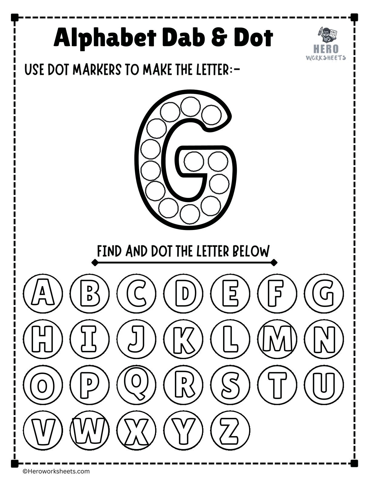 Alphabet Letter G Dab and Dot Worksheet Printable