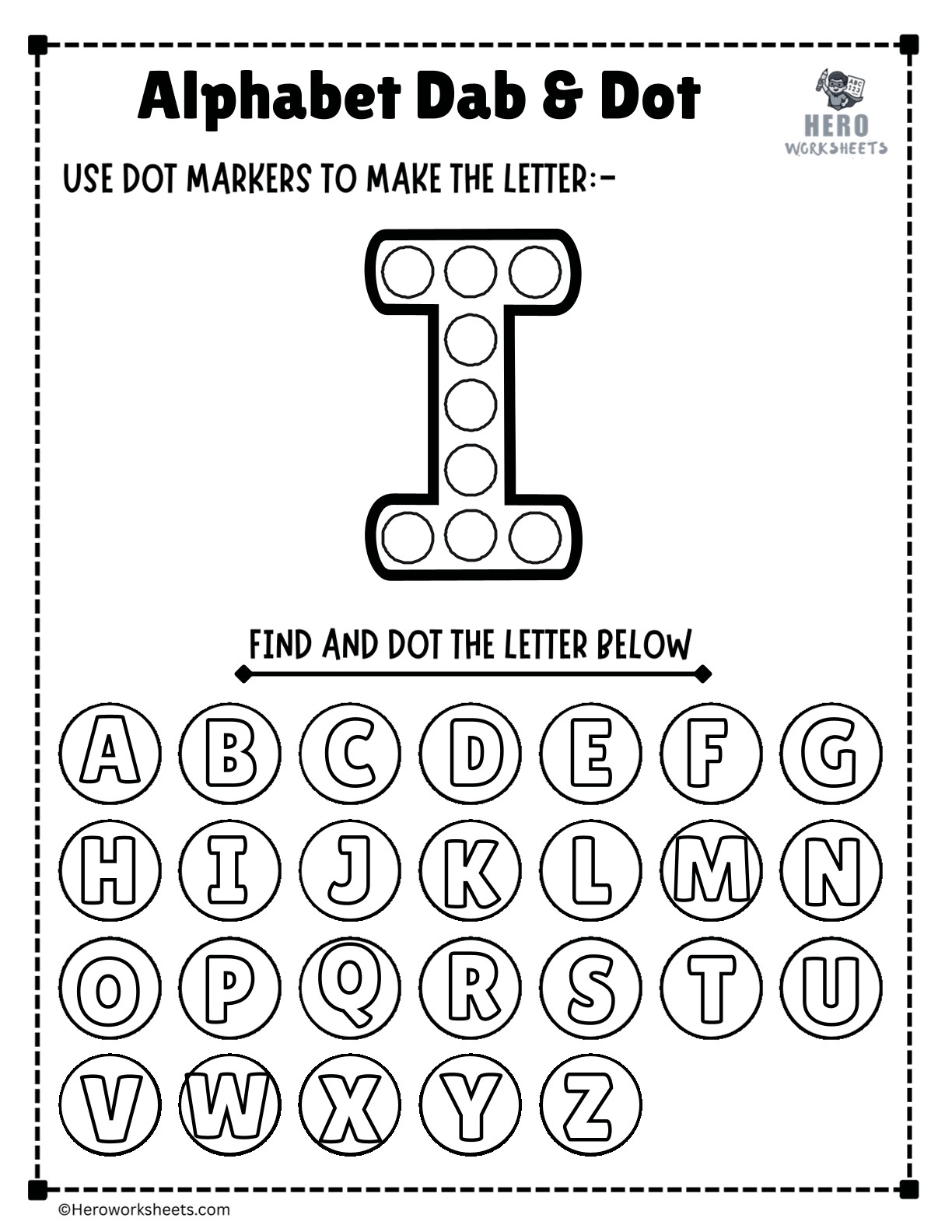 Alphabet Letter I Dab and Dot Worksheet Printable
